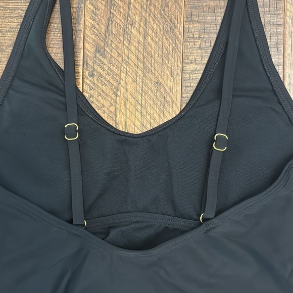 PinkBlush Black Scoop Front Low Back Ruched One-Piece Maternity Swimsuit - Picture 7 of 10